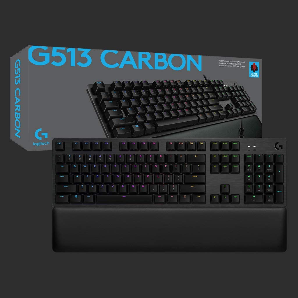 Logitech Clavier mécanique de jeu Lightsync RGB avec commutateurs GX Brown G513 Carbon - Azerty FR