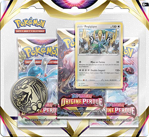 Pokémon JCC - Epée et Bouclier - Pack Blister de 3 Boosters Origine Perdue Regigigas & Dimoret (1 Blister aléatoire) - flash vidéo