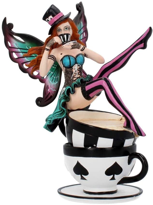 Wonderland Fairy - Figurine de fée chapelier fou avec tasse de thé 16cm - flash vidéo