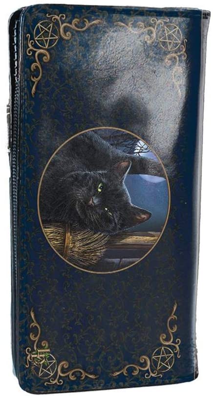 A Brush With Magick - Porte-monnaie chat bleu marine 18.5cm