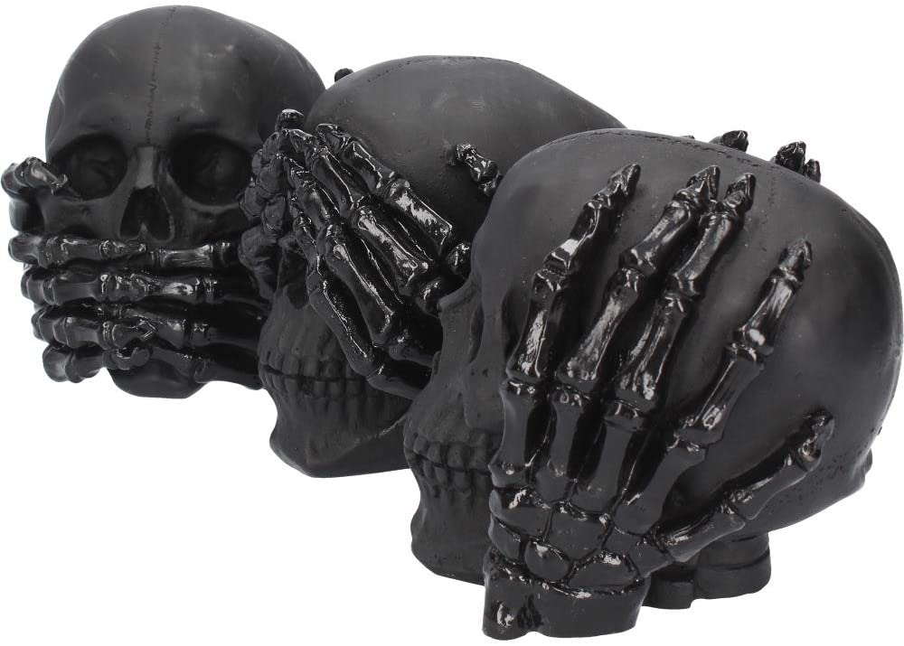 Ne pas voir, ne pas entendre, ne pas dire de mal - Figurines d'ornement crânes noirs - flash vidéo