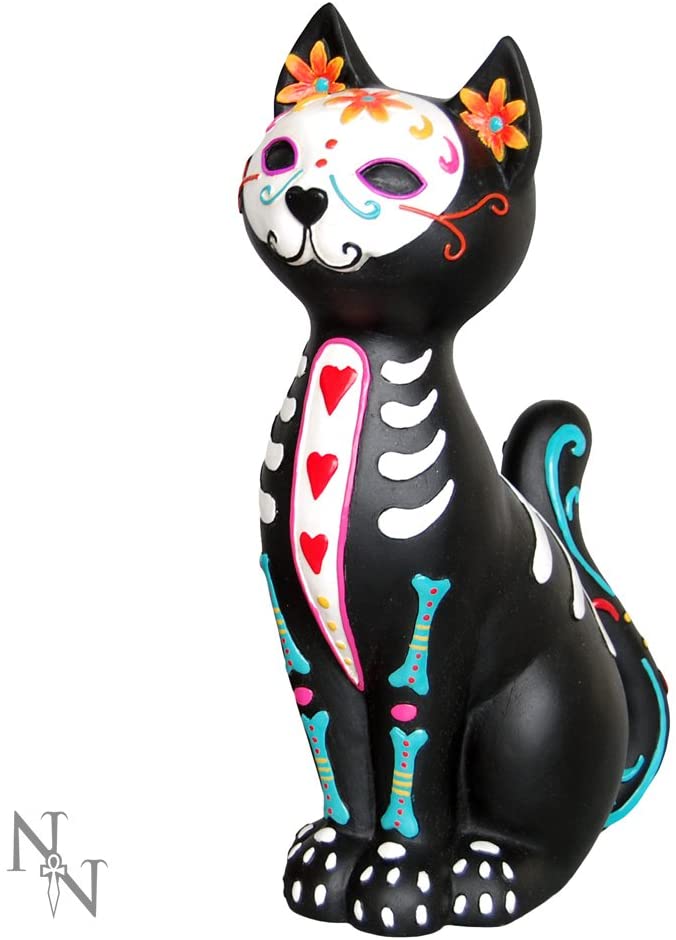 Sugar Puss - Figurine d'ornement de chat du Jour des Morts 26cm - flash vidéo