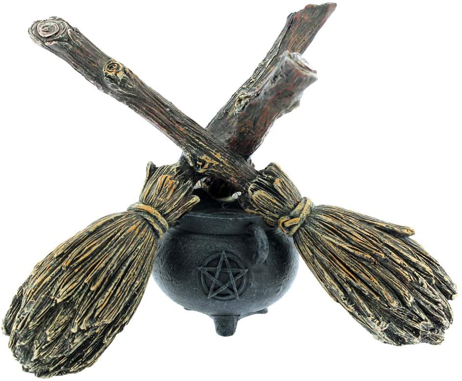 Wiccan Witchcraft - Porte boule de cristal en forme de balais de sorcières 17cm - flash vidéo