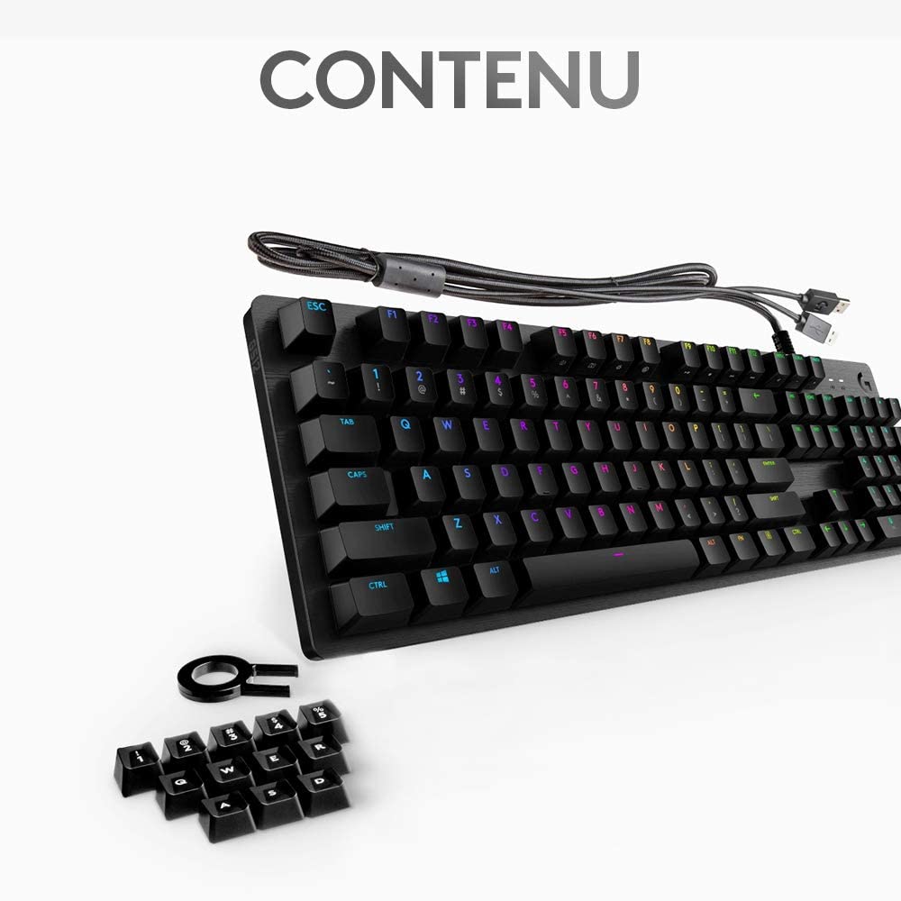 Logitech Clavier mécanique de jeu Lightsync RGB avec commutateurs GX Brown G512 Carbon - Azerty BE - flash vidéo