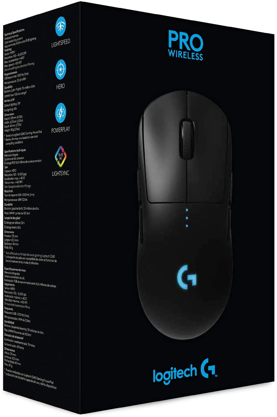 Logitech Souris de jeu sans fil G PRO Noire - flash vidéo