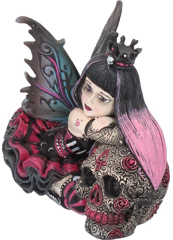 Lolita - Figurine d'ornement de Fée gothique et de crâne en sucre 12cm - flash vidéo