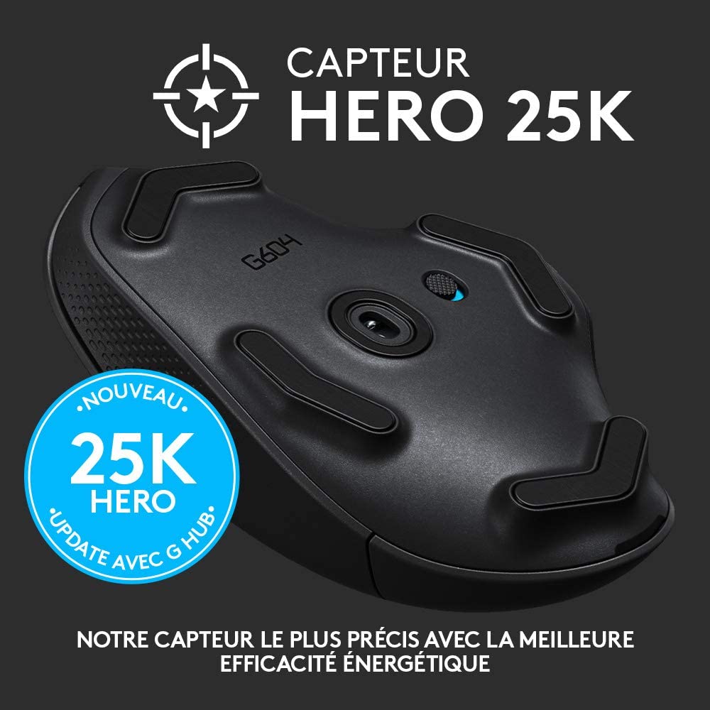 Logitech Souris de jeu sans fil G604 Lightspeed Noire - flash vidéo
