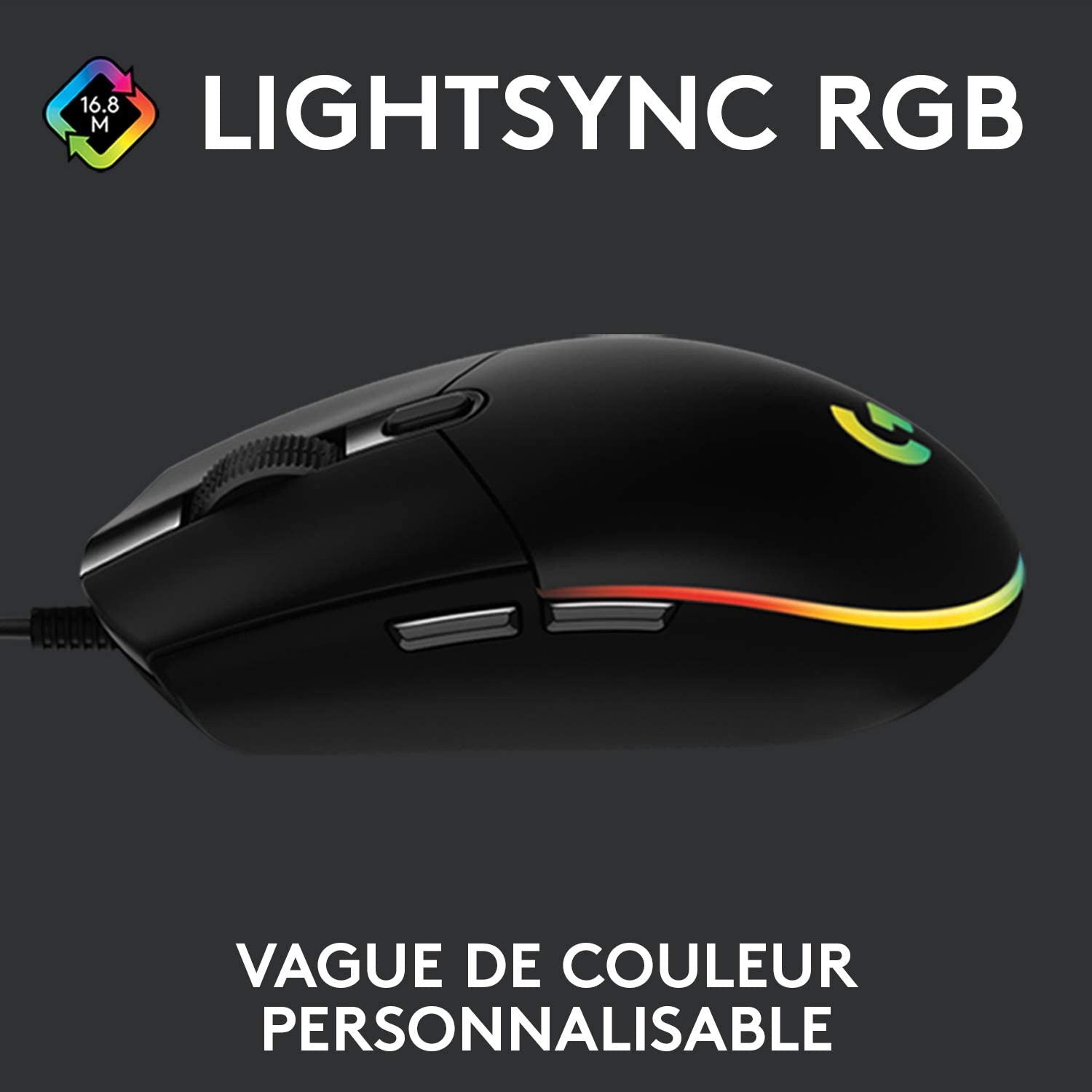 Logitech Souris de jeu G203 Lightsync Noire - flash vidéo