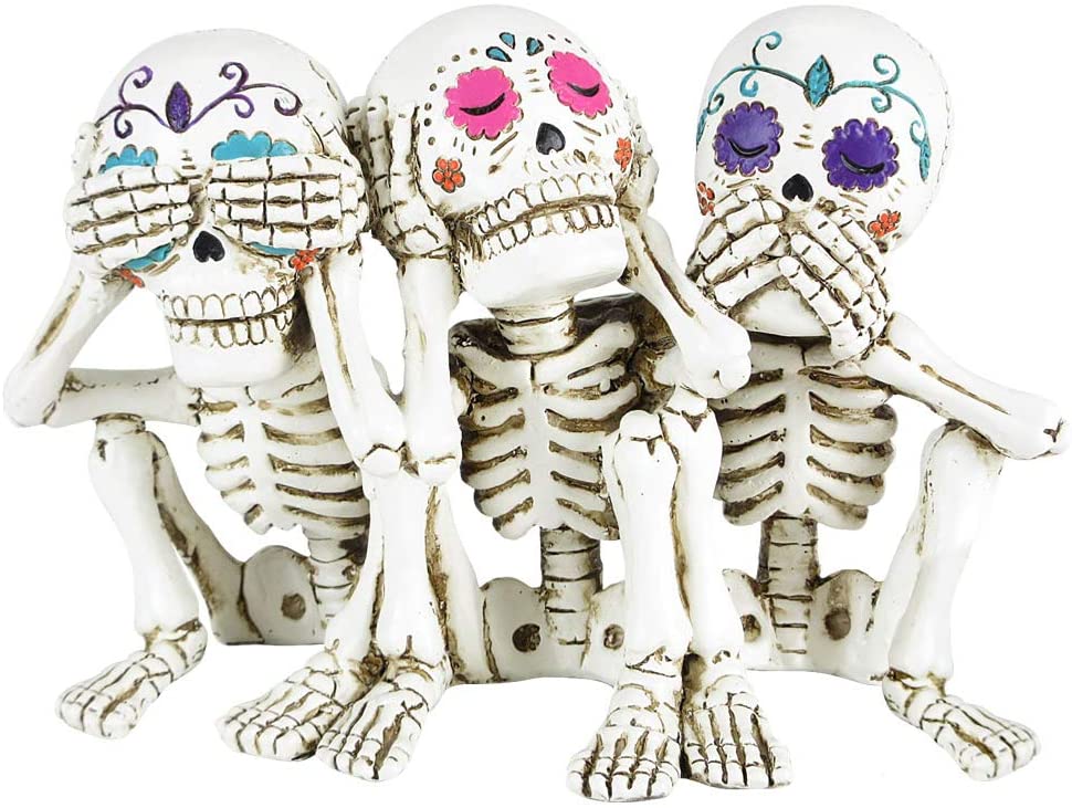Les trois calaveras sages - Figurines de squelettes 20.3cm - flash vidéo