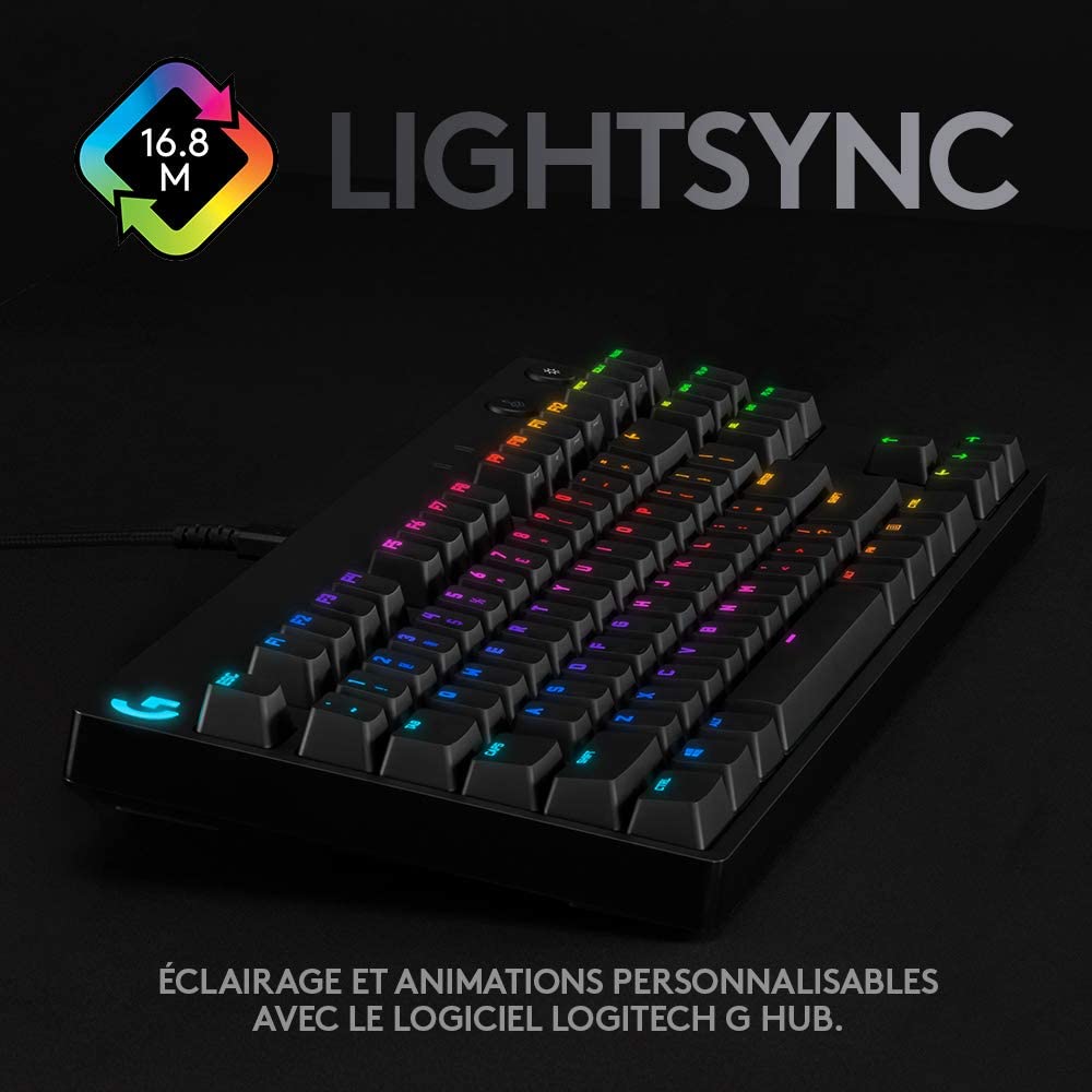 Logitech - G Pro Gaming KB Clicky Switches - Câble + Sans-Fil - Azerty FR - flash vidéo