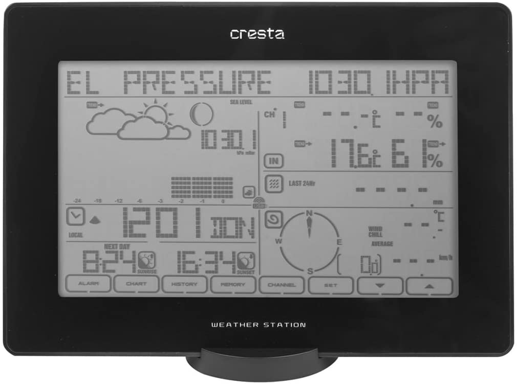 Cresta Station météo numérique profesionnelle Touch & USB BAR918 Noir