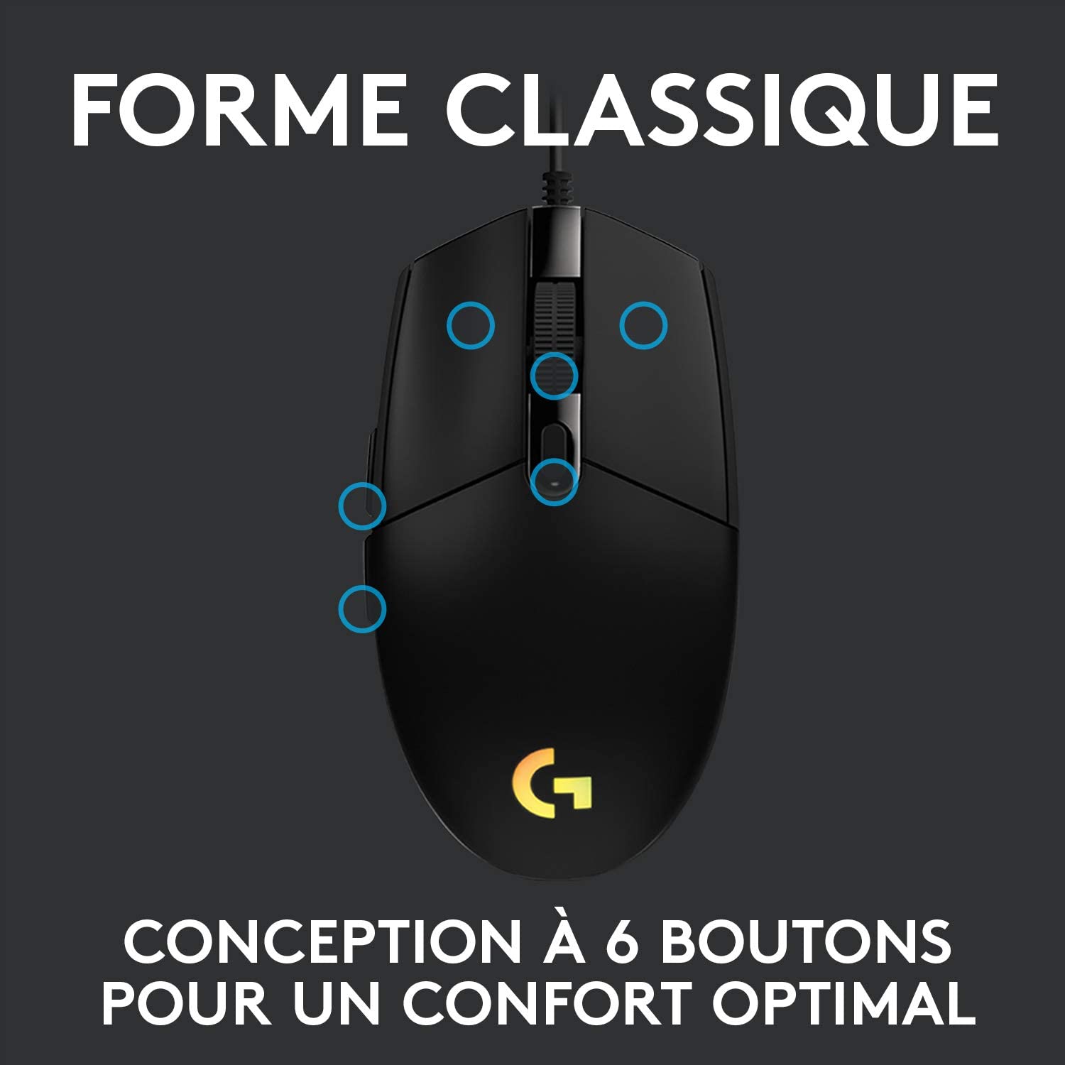 Logitech Souris de jeu G203 Lightsync Noire - flash vidéo