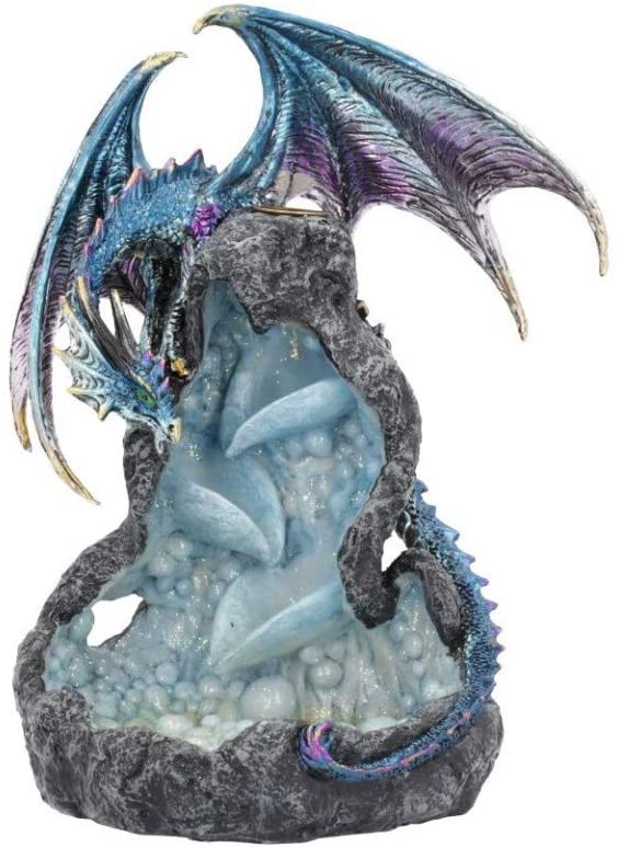 Dragons Intrigue - Brûleur d'encens à reflux Dragon métallique 21.5cm - flash vidéo