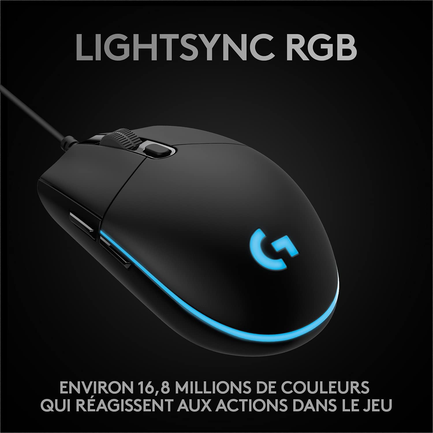 Logitech Souris de jeu PRO HERO Noire - flash vidéo