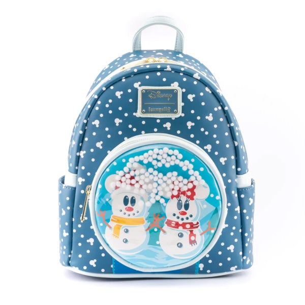 Loungefly: Disney - Mickey & Minnie - Snowman Minnie Mickey Snow Globe Mini Backpack - flash vidéo