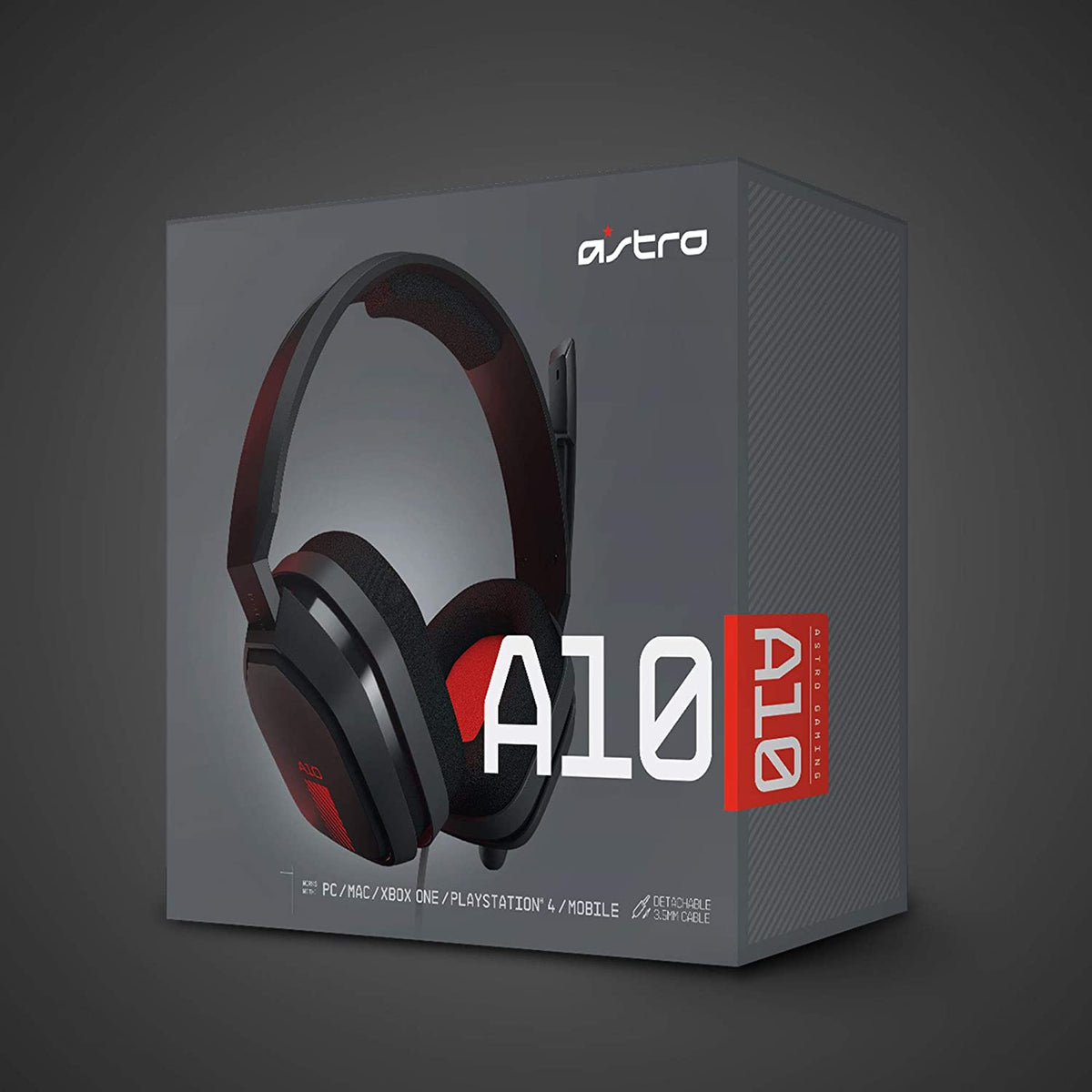 Astro Casque de jeu filaire A10 Gris et Rouge pour PC, PS5, PS4, Xbox Series, Xbox One et Mobile