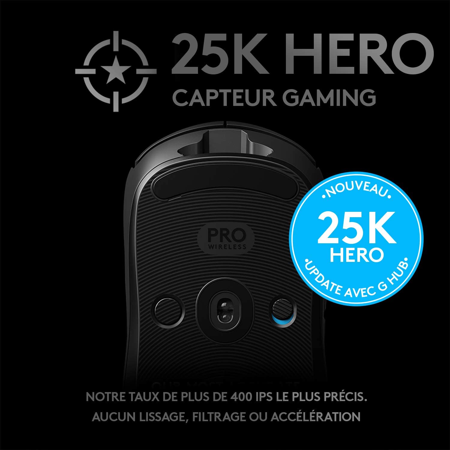 Logitech Souris de jeu sans fil G PRO Noire - flash vidéo