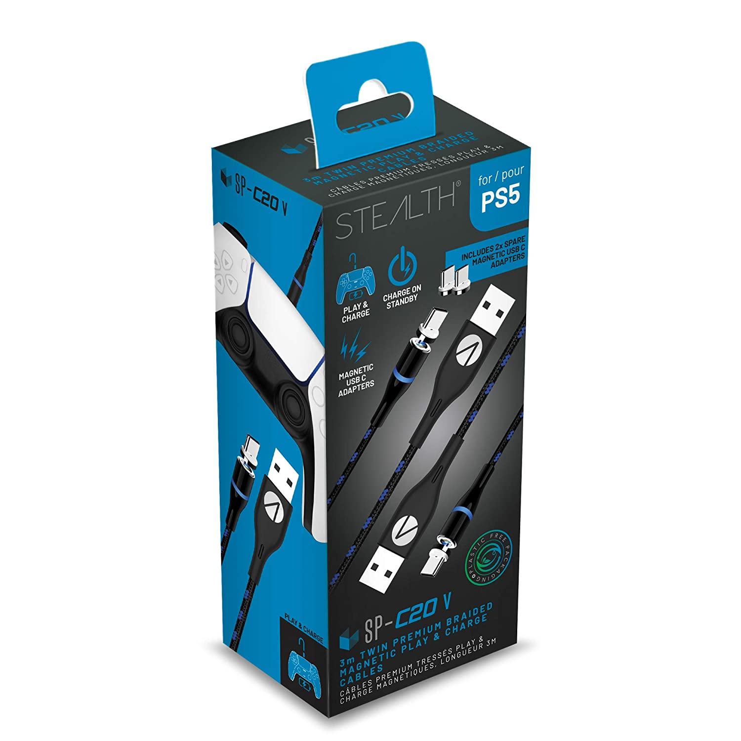 Stealth - Pack de 2 câbles PS5 Play & Charge Magnétiques de 3 mètres - flash vidéo