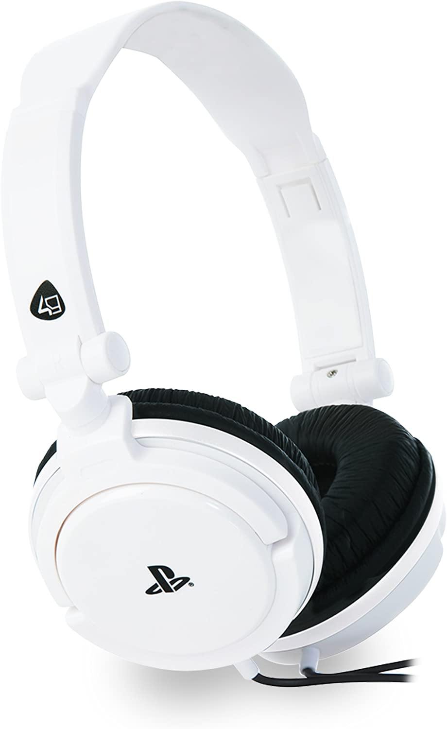 4Gamers - Casque de jeu stéréo filaire PRO 4-10 Blanc pour PS5 et PS4 - flash vidéo