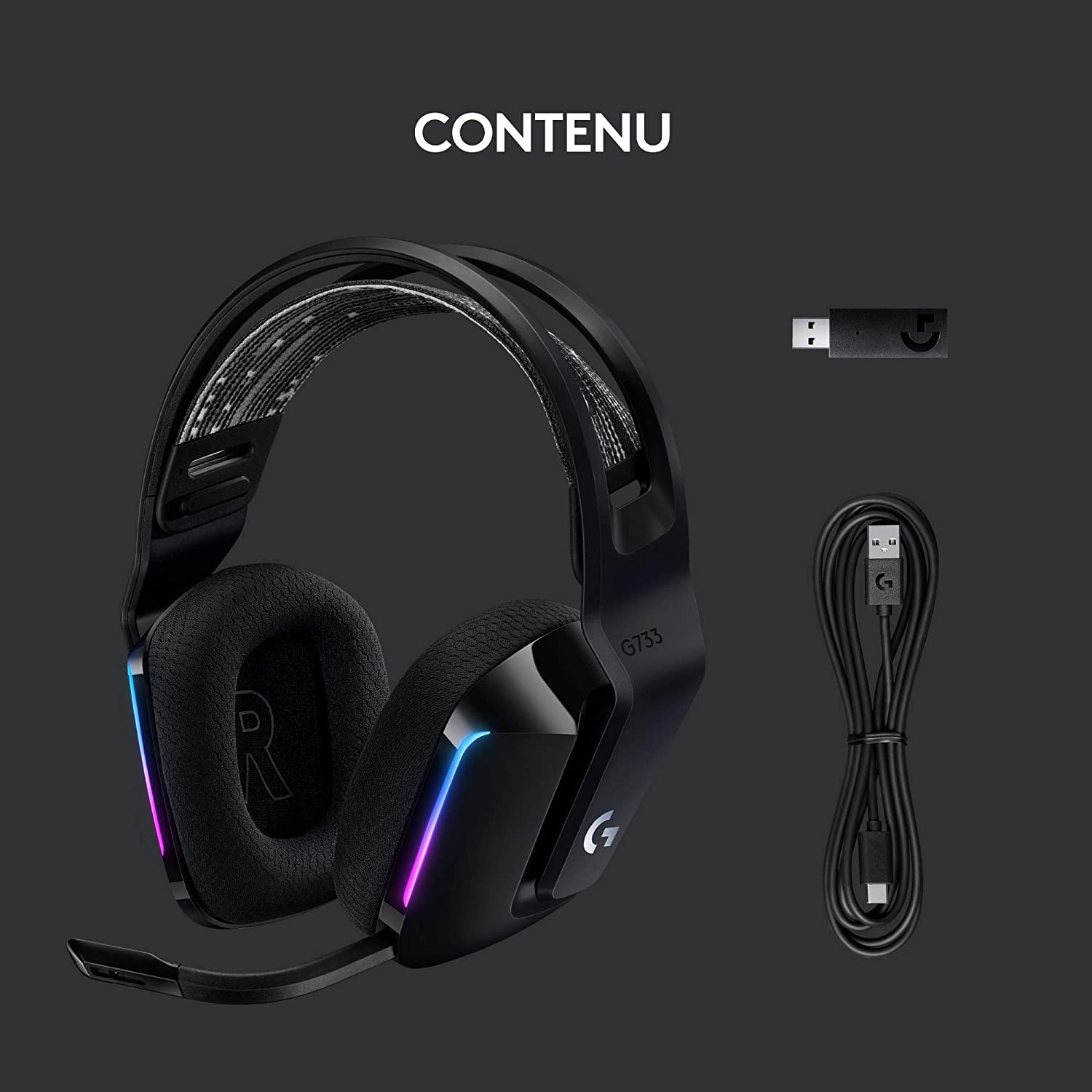 Logitech Casque de jeu sans fil Lightspeed RVB G733 Noir - flash vidéo