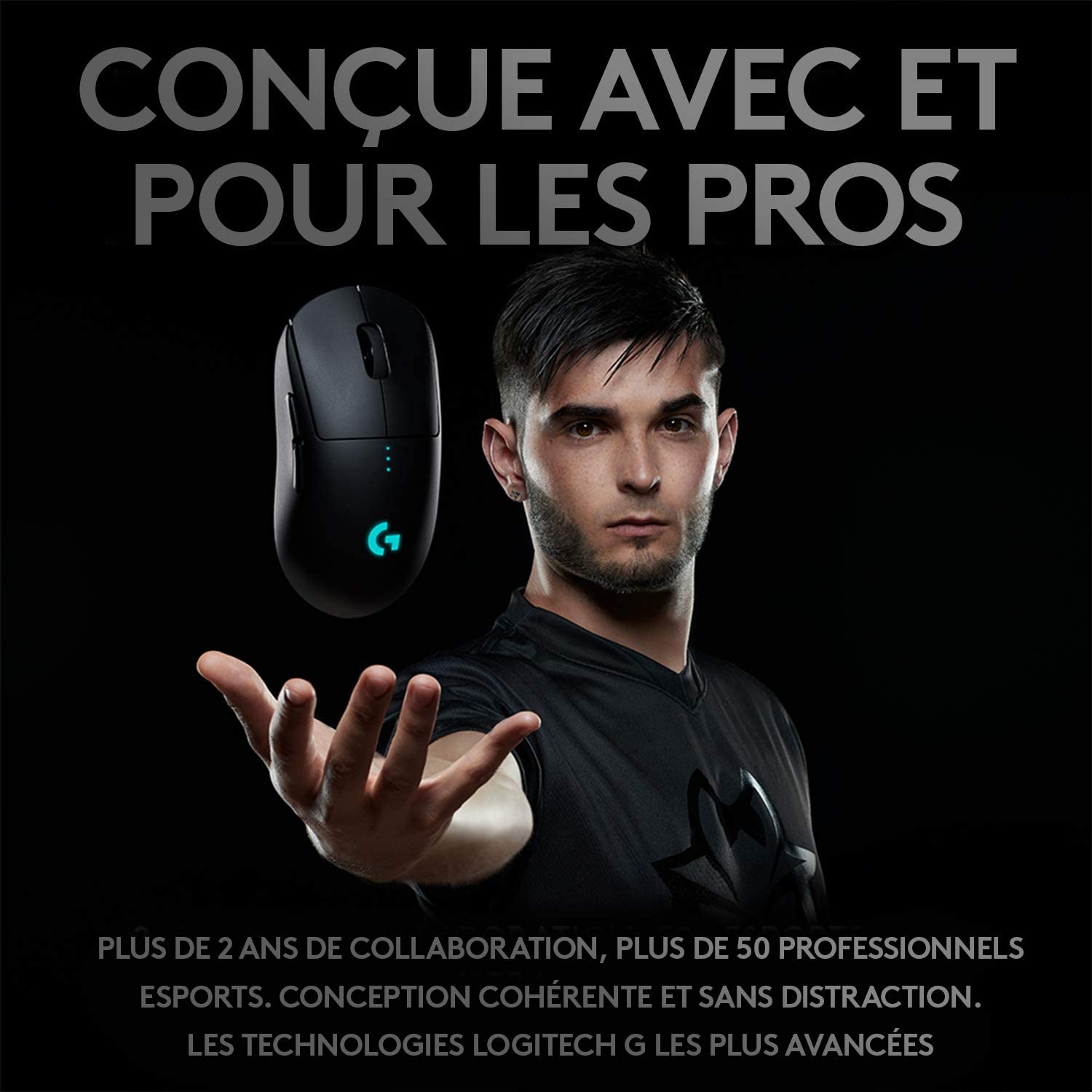 Logitech Souris de jeu sans fil G PRO Noire - flash vidéo