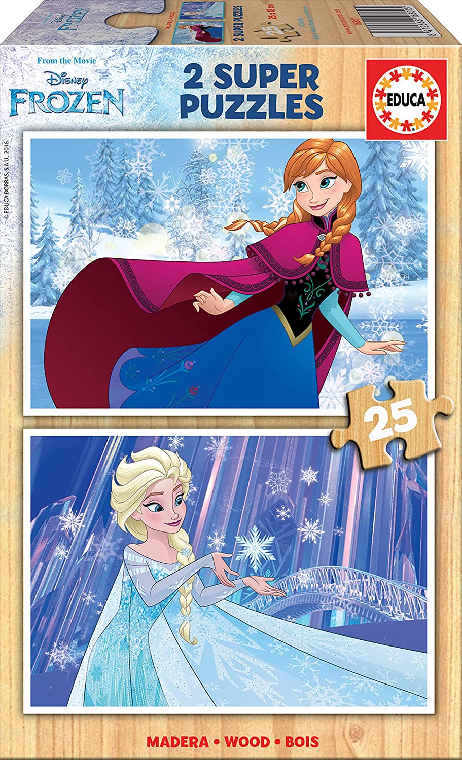 Educa 16801 Puzzle 2X25pcs Super Frozen Wooden - Wooden - flash vidéo
