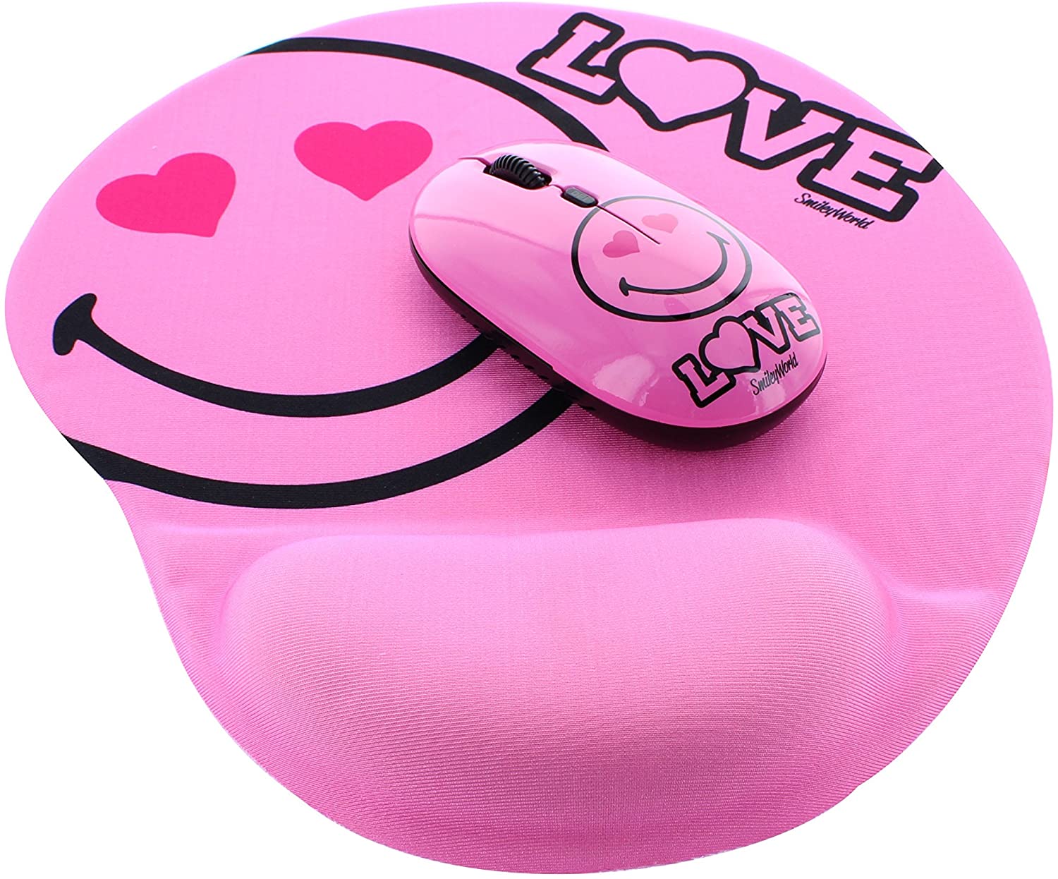 Smiley World - Souris sans fil + Tapis de souris Rose - flash vidéo