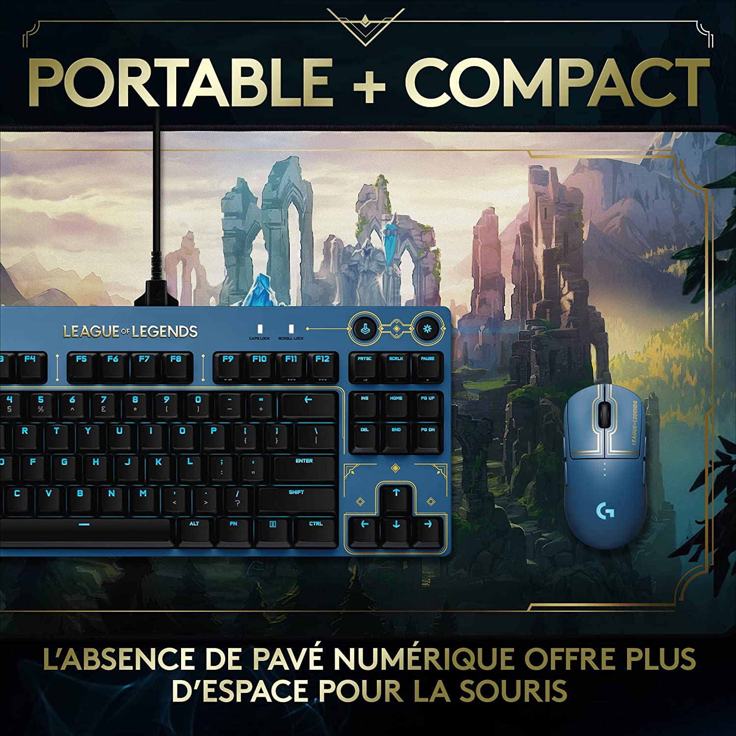 Logitech Clavier mécanique de jeu G PRO TKL sans pavé numérique Lightspeed RGB Edition League of Legends avec commutateurs GX Brown Tactile - Azerty FR - flash vidéo