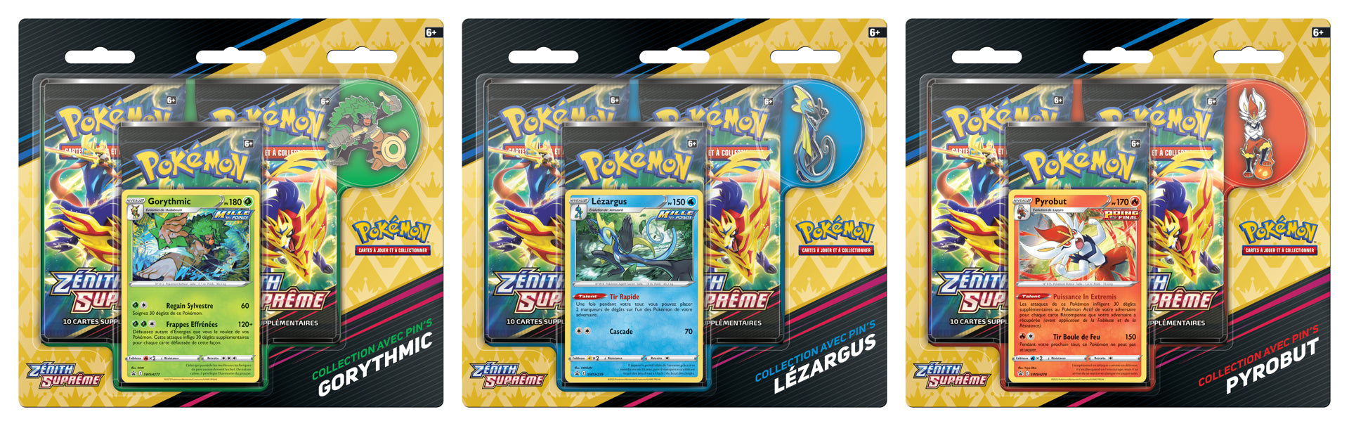 Pokémon JCC - Zénith Suprême - Collection avec pin’s Gorythmic/Lézargus/Pyrobut (1x Boite aléatoire) - flash vidéo