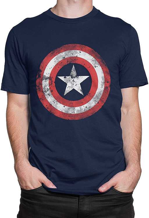 Marvel - Capt'n America Shield Up Blue T-Shirt - M - flash vidéo