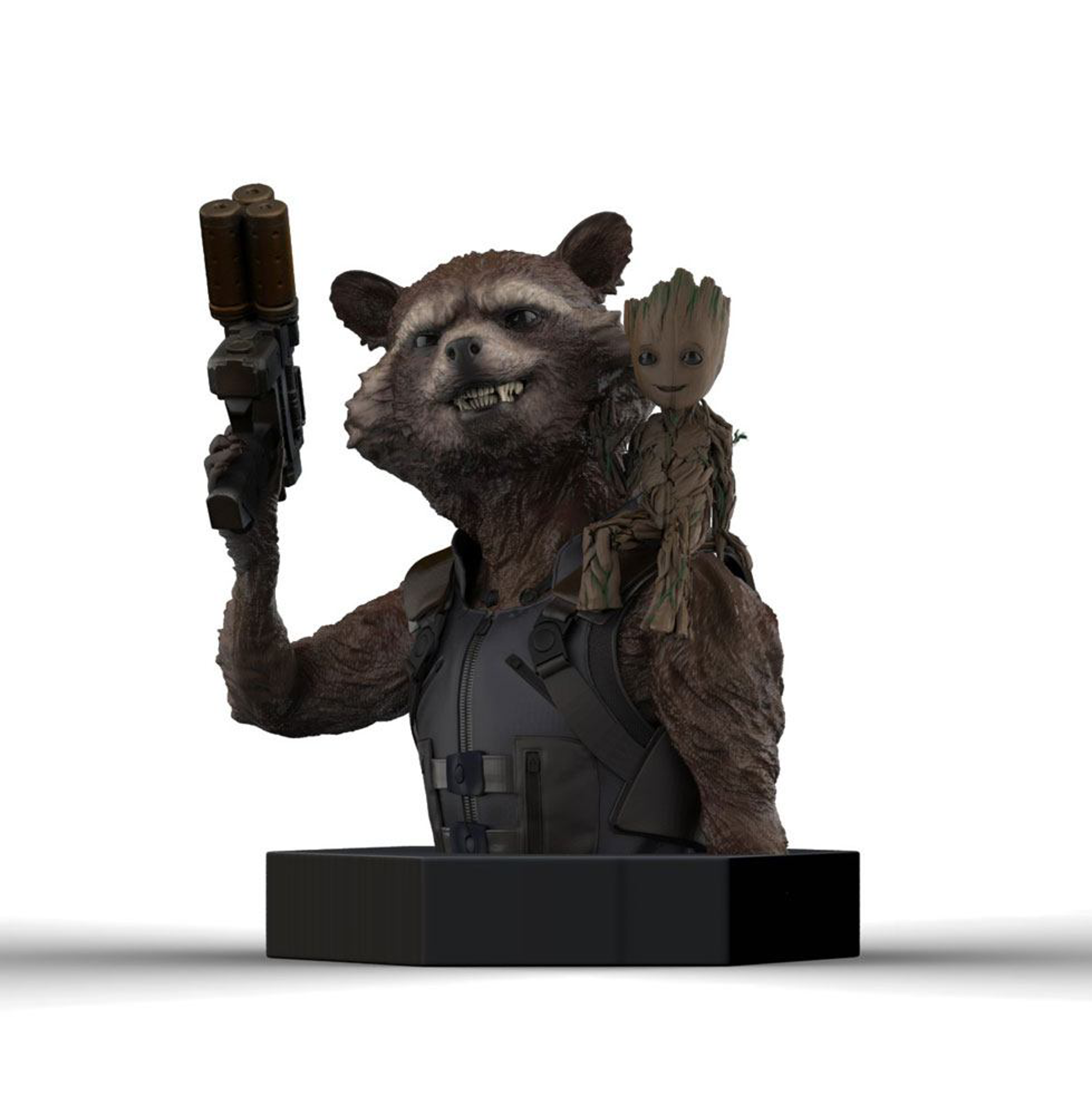 Les Gardiens de la Galaxie - Buste Rocket Raccon & Groot 16cm - flash vidéo