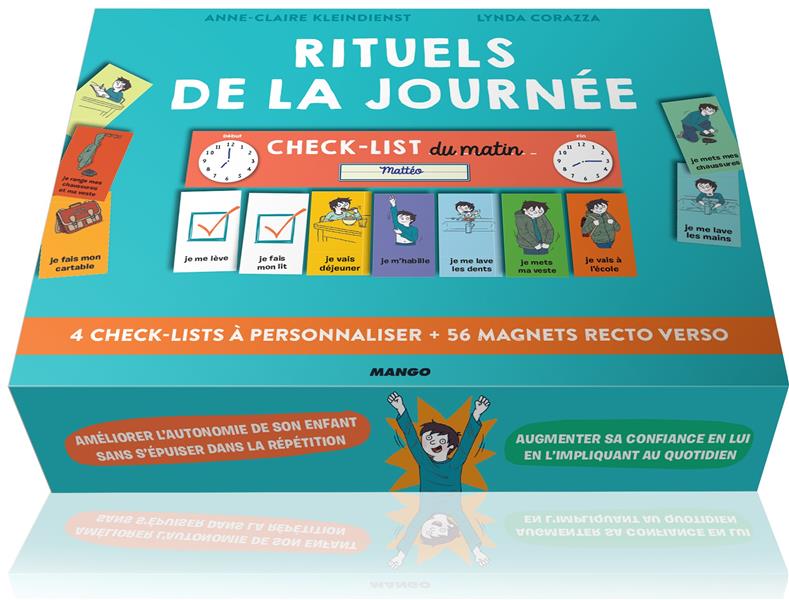 Rituels de la journée ; 4 check-lists à personnaliser et 56 magnets recto verso - flash vidéo