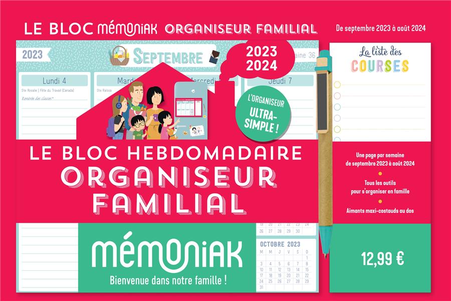Mémoniak : le bloc hebdomadaire organiseur familial : de septembre à août (édition 2023/2024) - flash vidéo