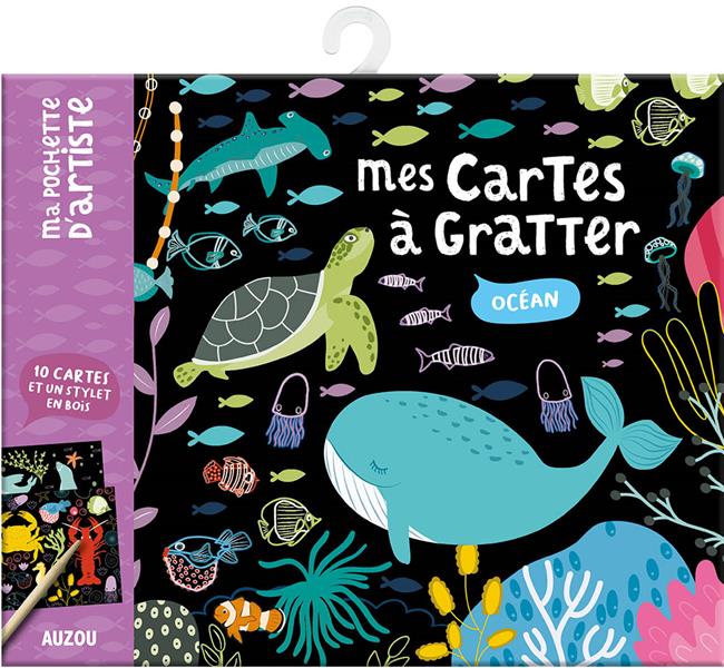 Mes cartes à gratter océan ; 10 cartes et un stylet en bois - flash vidéo