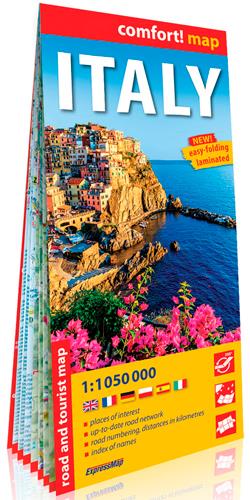 Italie (ang) 1/1m050 carte grand format laminee - flash vidéo