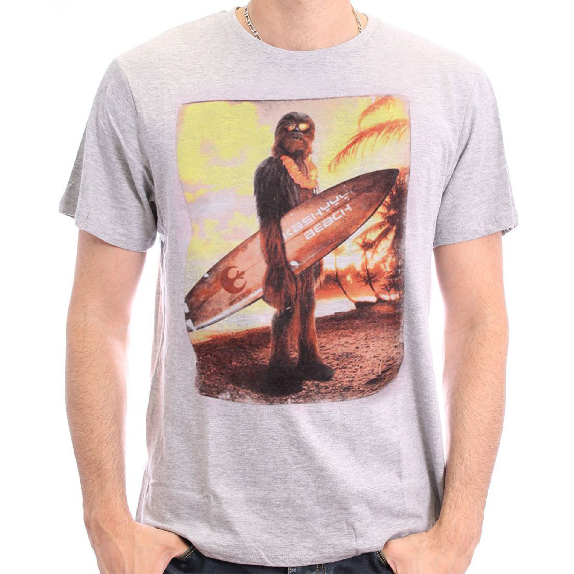 Star Wars - Chewie on the Beach Grey T-Shirt - L - flash vidéo