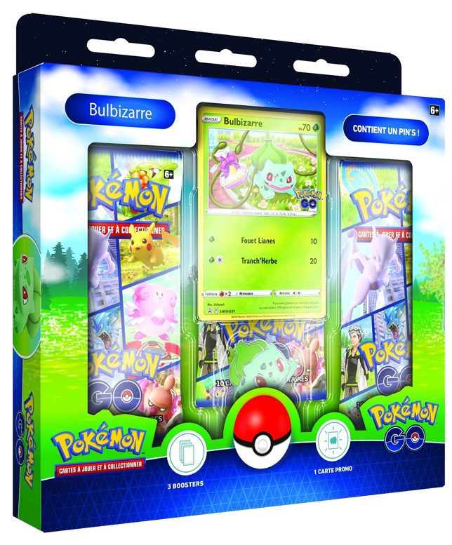 Pokémon JCC - Collection avec pin’s Pokémon GO (Bulbizarre ou Salamèche ou Carapuce 1x Boite aléatoire) - flash vidéo