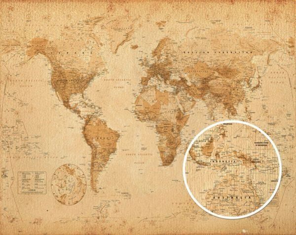 World Map Antique Style - Mini Poster - flash vidéo