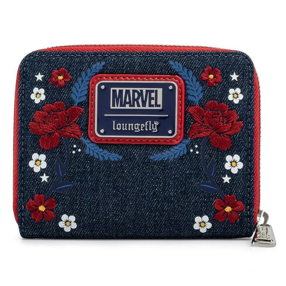 Loungefly: Marvel Captain America 80th Anniversary Floral Shield Zip Around Wallet - flash vidéo