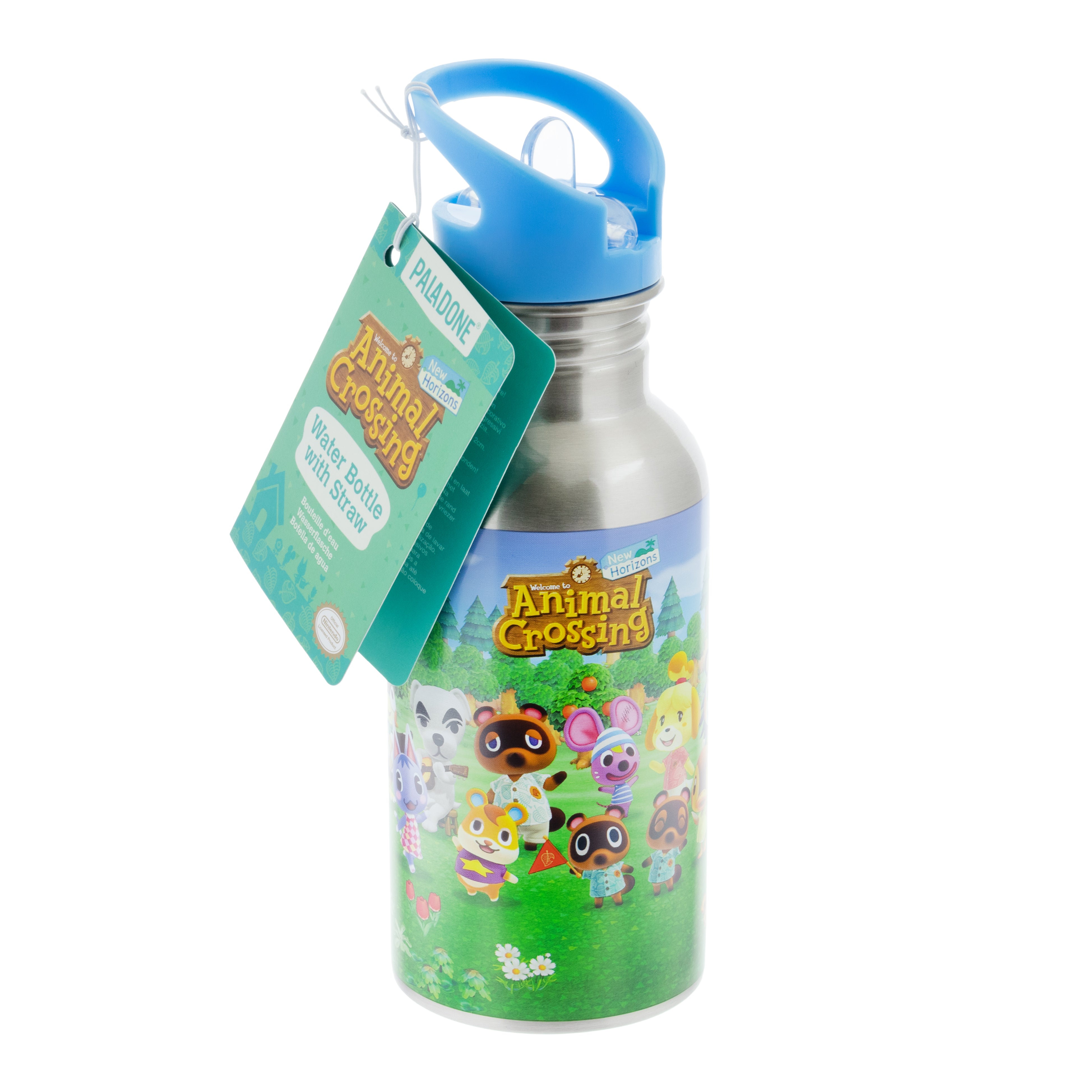 Animal Crossing - Bouteille d'eau en métal avec paille New Horizons 500ml - flash vidéo