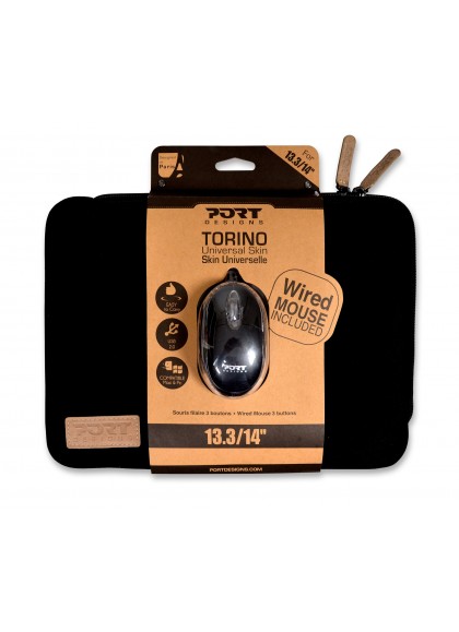 Port Designs Torino 10/12.5" Protective Sleeve Black + Souris filaire Noire - flash vidéo