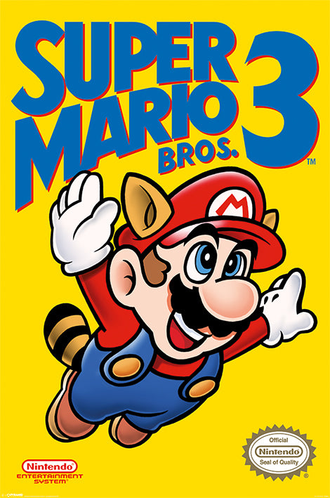 Super Mario Bros 3 - Couverture Jeu NES Maxi Poster - flash vidéo