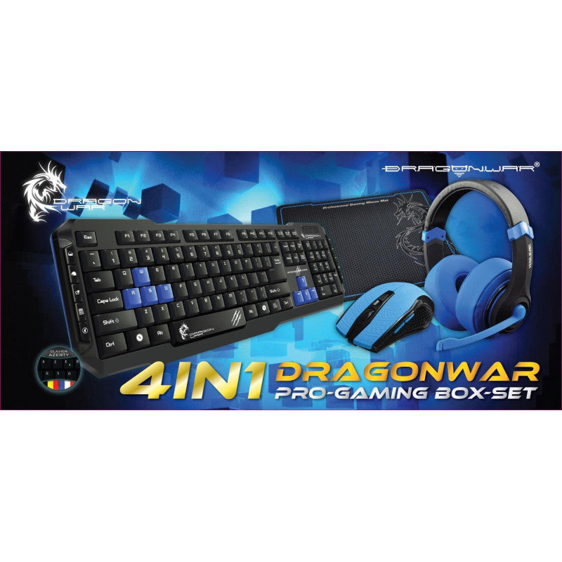Dragonwar 4 in 1 Pro-Gaming Box-Set Azerty Edition bleue - flash vidéo