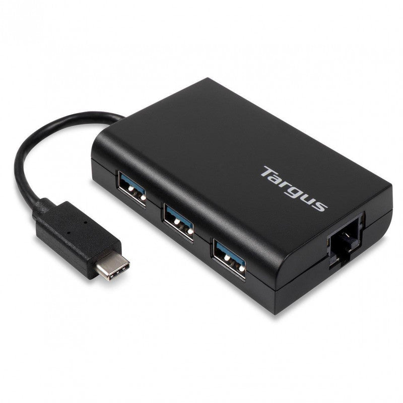 Targus Concentrateur USB-C vers 3 ports USB-A Ethernet Noir - flash vidéo