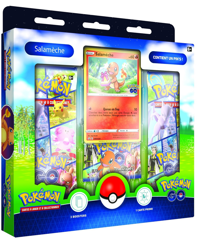 Pokémon JCC - Collection avec pin’s Pokémon GO (Bulbizarre ou Salamèche ou Carapuce 1x Boite aléatoire) - flash vidéo