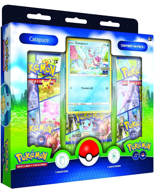 Pokémon JCC - Collection avec pin’s Pokémon GO (Bulbizarre ou Salamèche ou Carapuce 1x Boite aléatoire) - flash vidéo