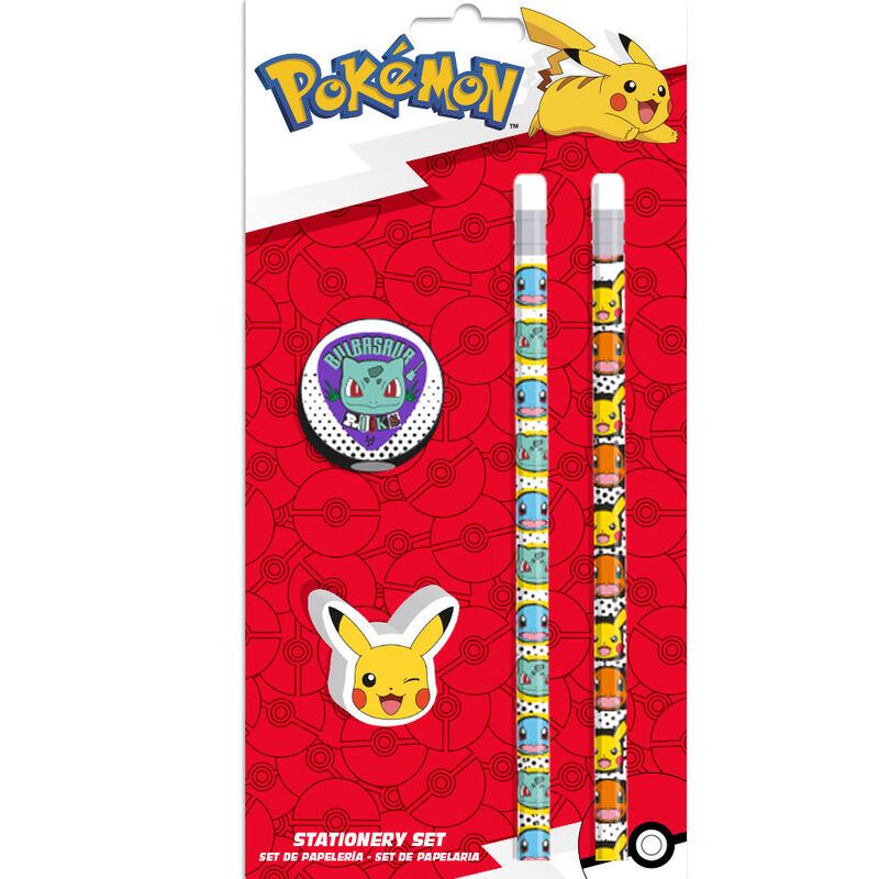 Pokémon - Set de 4 pièces de papeterie "Pokémon de départ" - flash vidéo