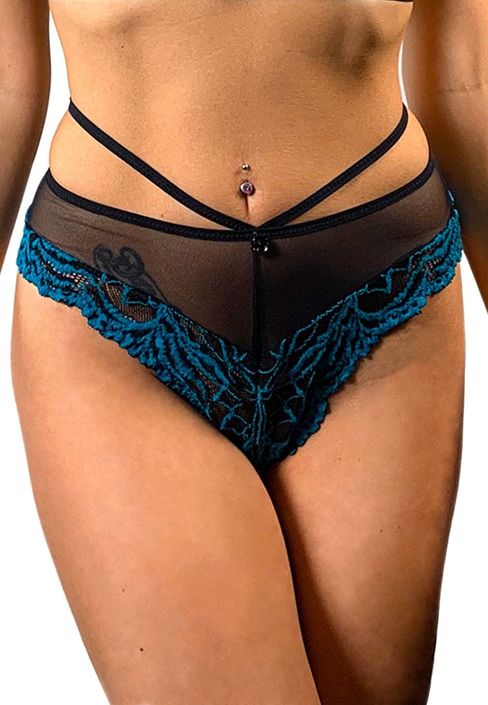 Culotte ouverte taille haute en tulle et dentelle - flash vidéo