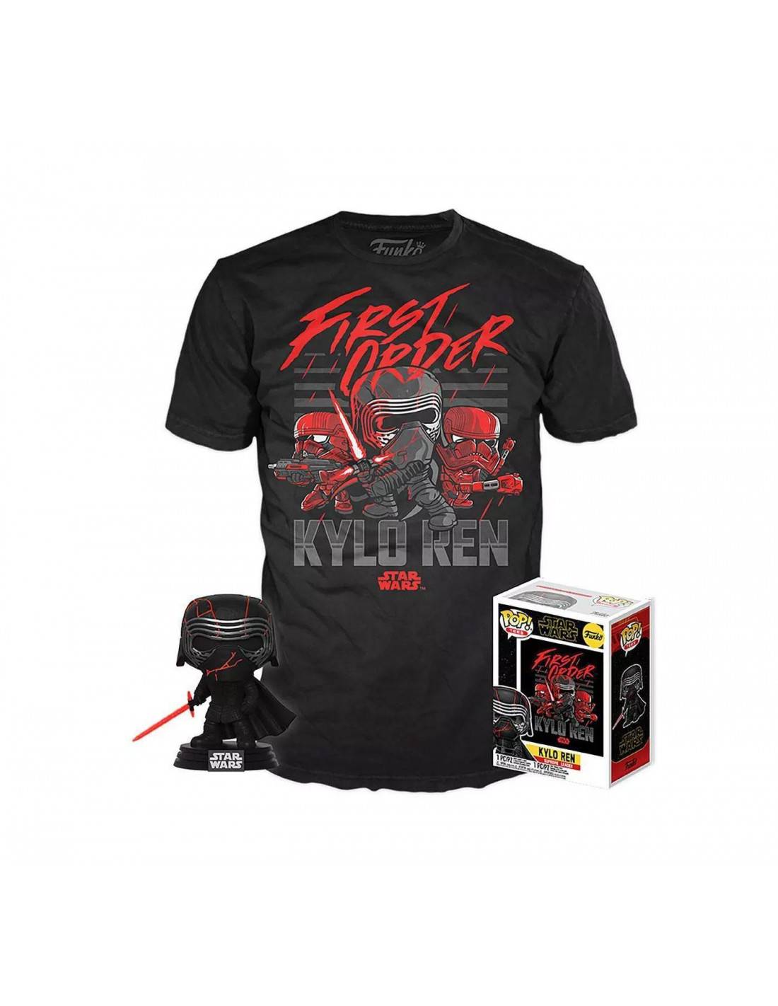 Funko Pop! & Tee: Star Wars: Rise of Skywalker: Kylo Ren Supreme Leader - L - flash vidéo