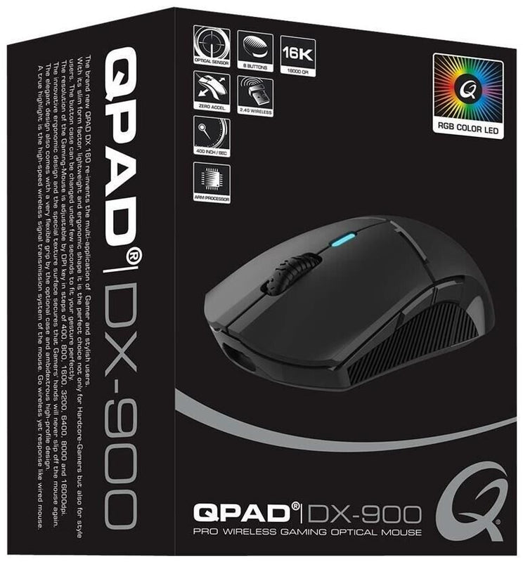 QPAD - DX-900 - Souris de jeu optique sans fil/filaire noire